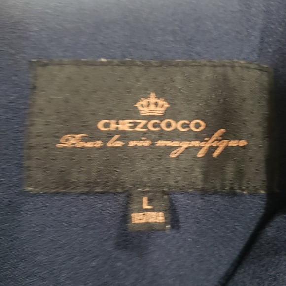 Chezcoco Midi Ruffled Dress Womens Navy Blue L V Neck Flutter Sleeve Soft Bow - Picture 6 of 11